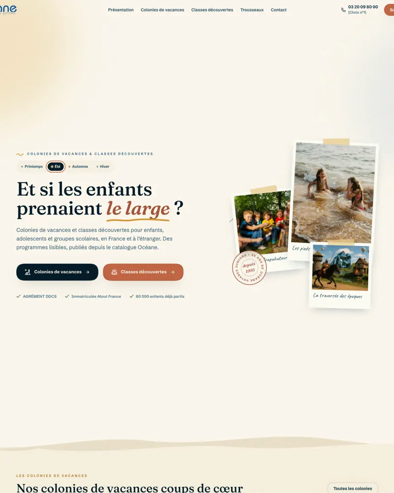 Aperçu du projet Océane Voyages Juniors