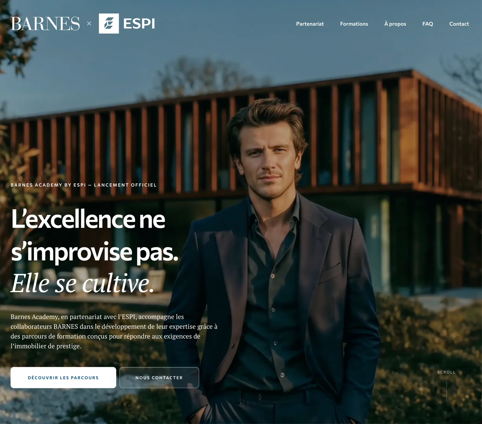 Aperçu de la page d'accueil du projet Barnes × ESPI